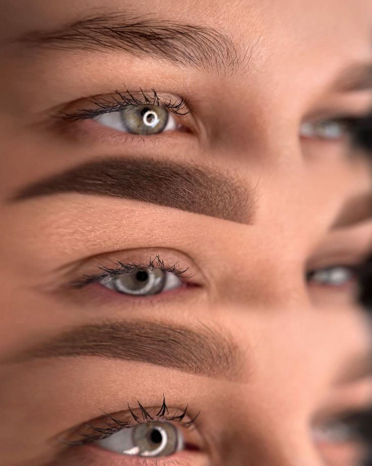 Brows before, right after Ombré/Powder Brows, and healed